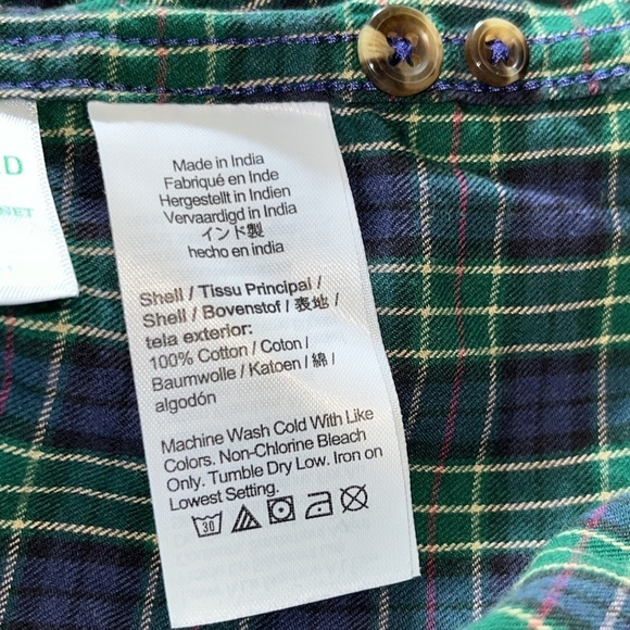 J. Crew brushed twill slim fit navy and green plaid button down shirt size XS - Picture 4 of 4
